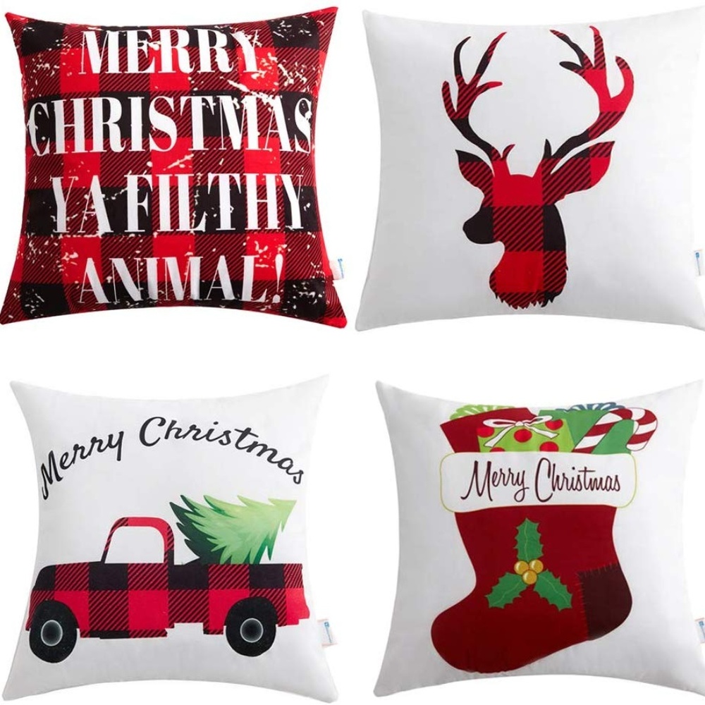 Christmas Pillow Covers 18×18 Red and Black